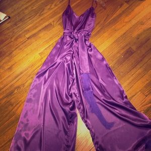 Handmade Purple Satin Pyjama Jumpsuit